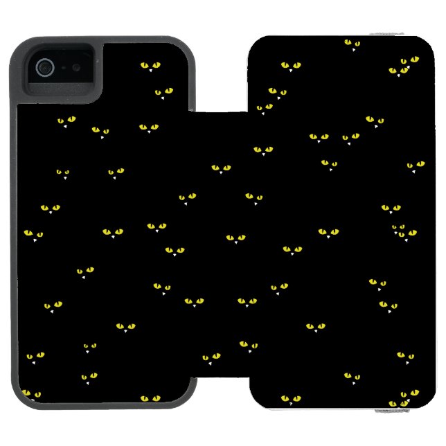 Yellow Cat Eyes in the Dark Incipio iPhone Wallet Skal (Folio Öppen)