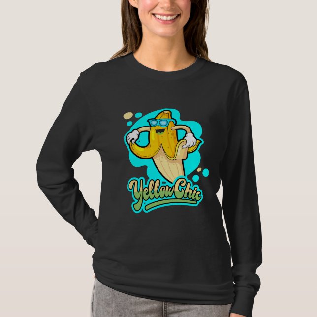 Yellow Chic Banana T-Shirt – Cool Banana Cartoon  (Framsida)