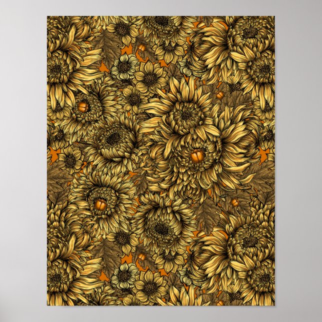 Yellow chrysanthemum flowers and orange beetles poster (Framsidan)