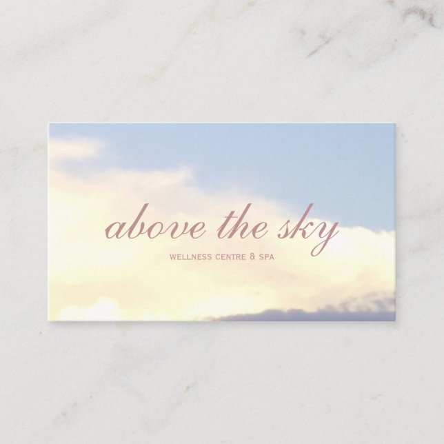 Yellow clouds zen sunset blue sky photograph card visitkort (Framsida)