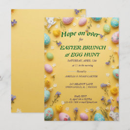Yellow colorful Easter BRUNCH & HUNT Inbjudningar