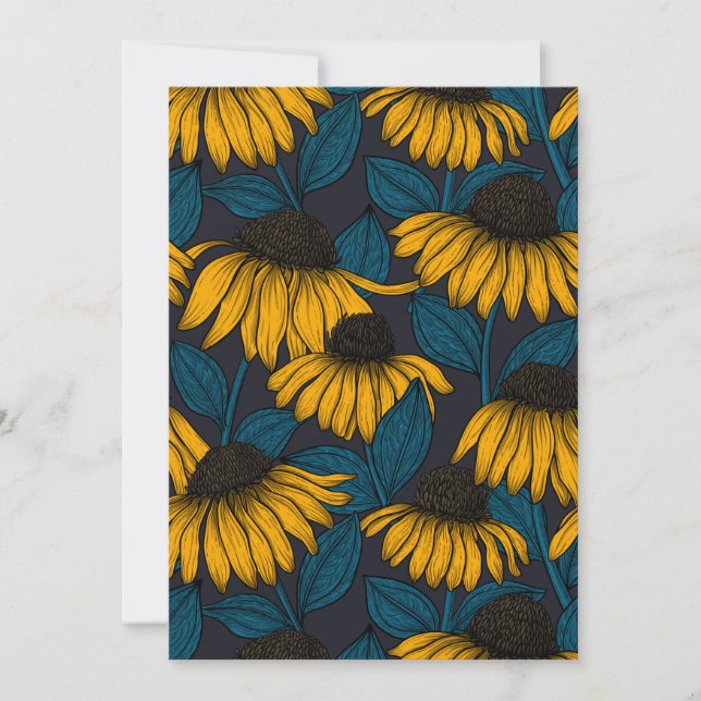Yellow coneflowers on dark blue (Framsida)