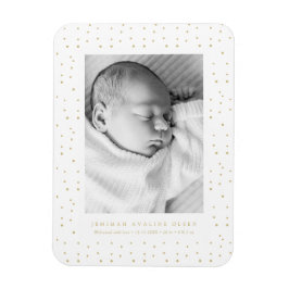 Yellow Confetti Baby Birth Announcement Photo Card Magnet