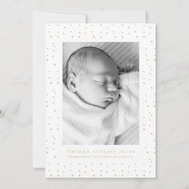 Yellow Confetti Baby Birth Announcement Photo Card Meddelande