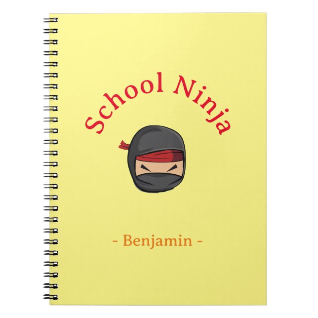 Yellow Cover Personalized School Ninja Notebook Anteckningsbok (Framsidan)