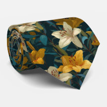 Yellow & Cream Lily Floral Pattern