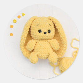 Yellow Crochet Bunny – Cozy Handmade Runt Klistermärke