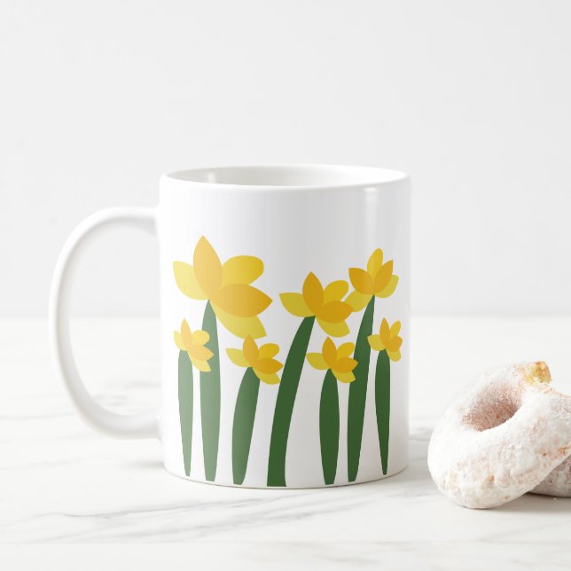 Yellow Daffodil Floral Flower Kaffemugg (Med munk)