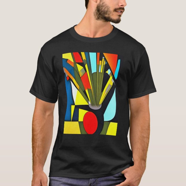 Yellow Daffodils In A Red Vase Geometric Abstract T Shirt (Framsida)