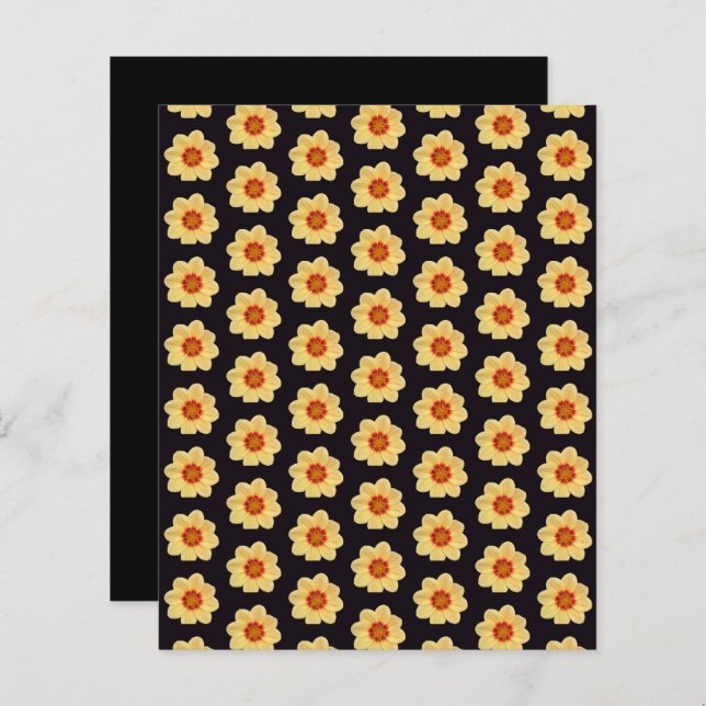 Yellow Dahlia Pattern on Black Scrapbook Paper (Fram/baksida)