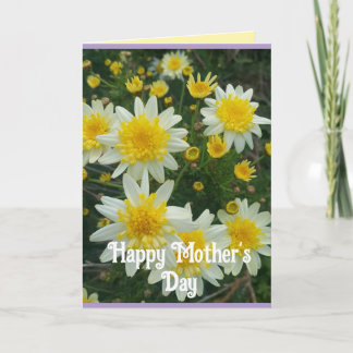 Yellow Daisy Daisies Floral Mothers Day Card Kort