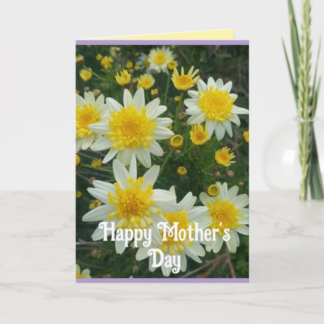 Yellow Daisy Daisies Floral Mothers Day Card Kort (Framsida)