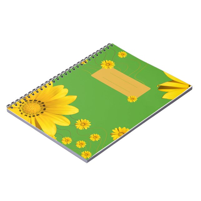 Yellow Daisy Floral Design on Green backround Anteckningsbok (Vänstra Sidan)