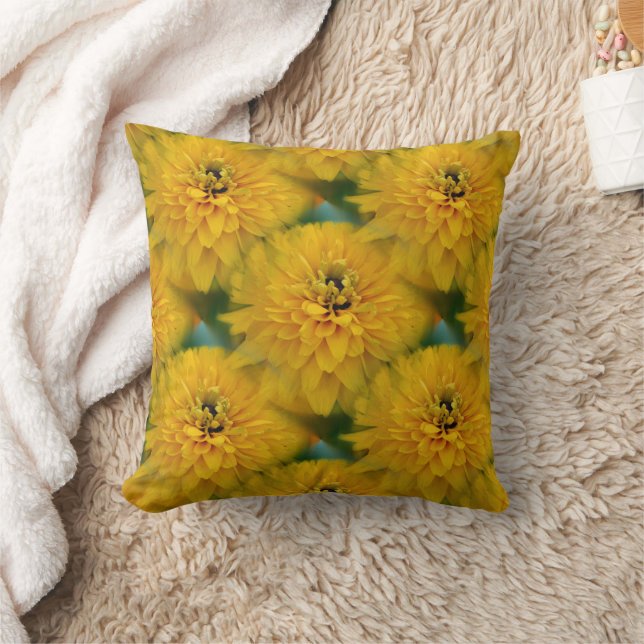 Yellow Daisy Flower Nature Pattern Kudde (Filt)