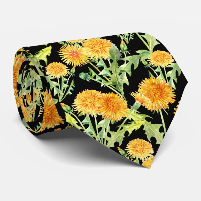 Yellow Dandelion Flowers on Black Slips (Rullad)