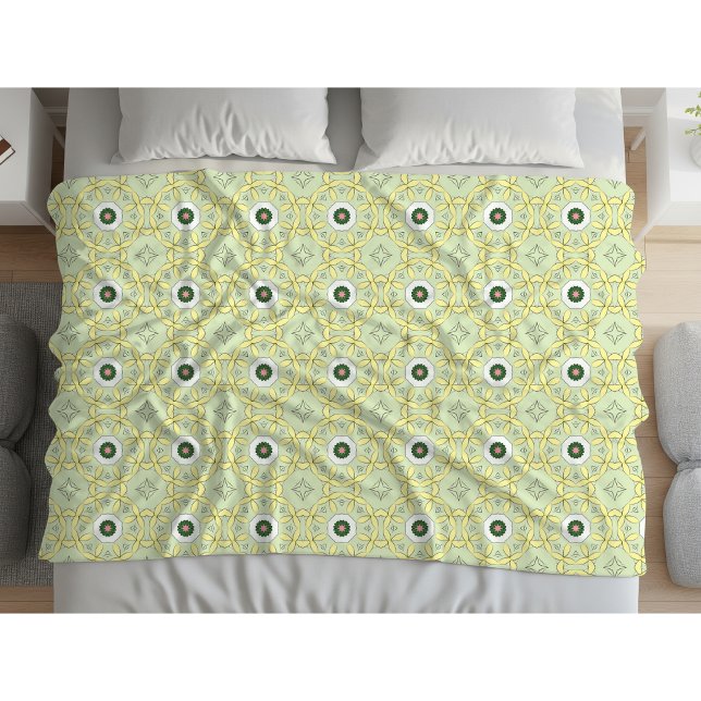 Yellow decorative geometric patterned  fleecefilt (Skapare uppladdad)
