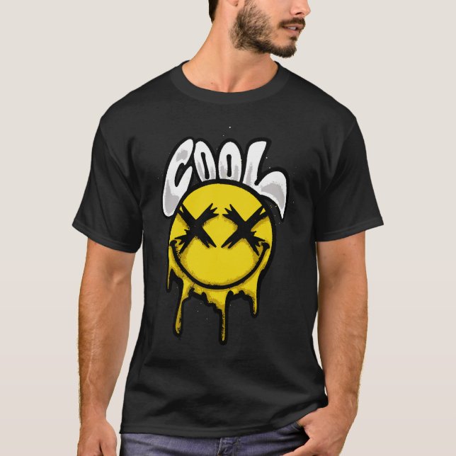 Yellow Dripping Smile streetwear T Shirt (Framsida)