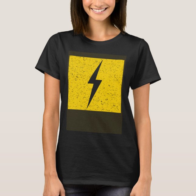 Yellow Electric Thunderbolt Lightning Bolt T Shirt (Framsida)