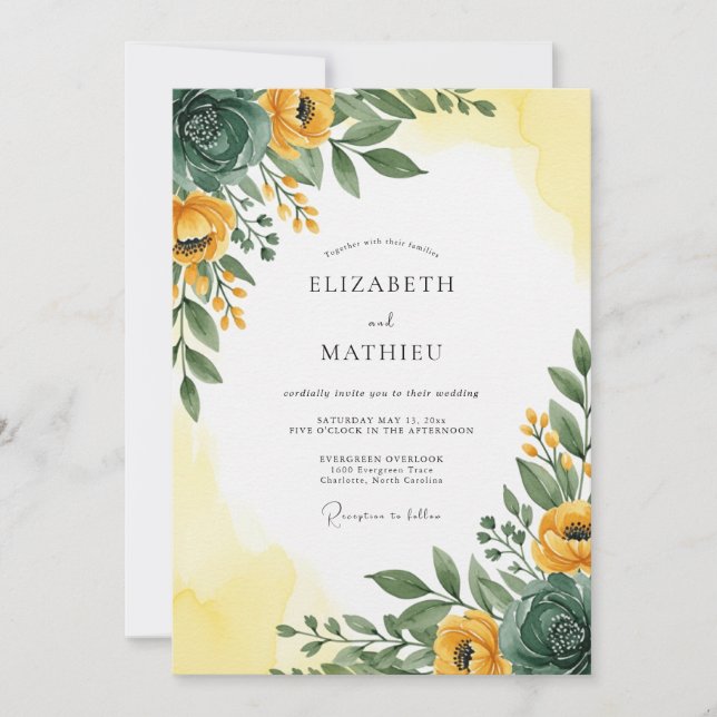 Yellow Emerald Radiant Spring Wedding Inbjudningar (Framsida)