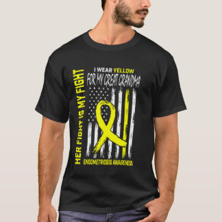 Yellow Endometriosis Awareness Great Grandma Flag T Shirt