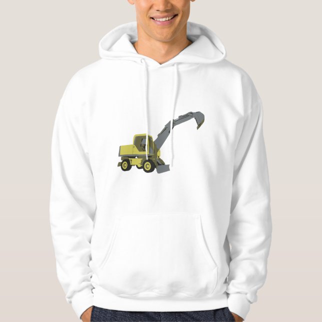 Yellow Excavator Construction Machinery Hoodie (Framsida)