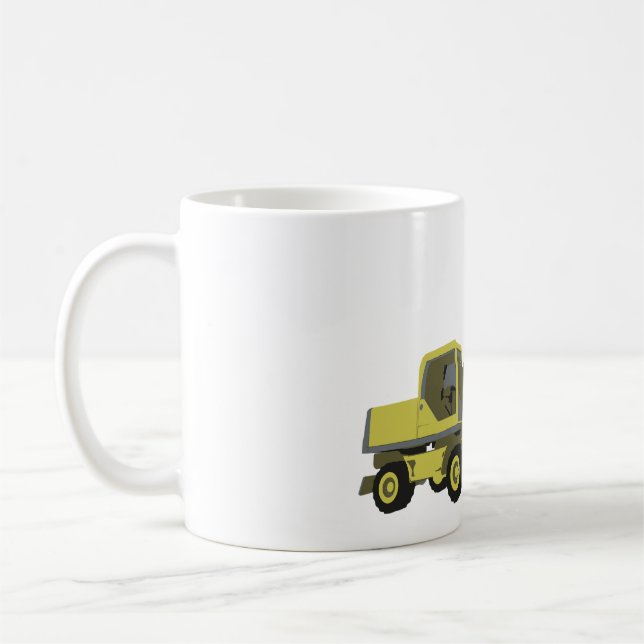 Yellow Excavator Construction Machinery Kaffemugg (Vänster)