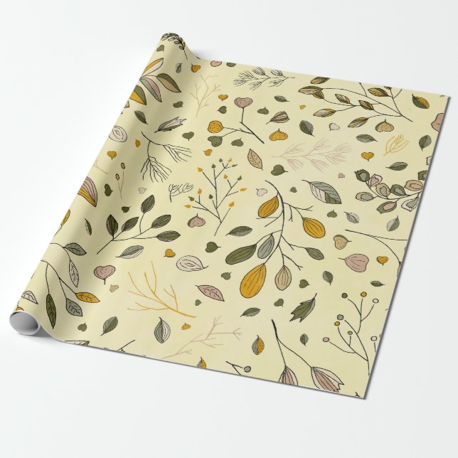 Yellow Fancy Foliage Presentpapper (Utrullad)