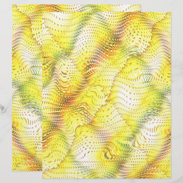 Yellow Faux Snakeskin Scrapbook Paper 2-Sided Page (Fram/baksida)