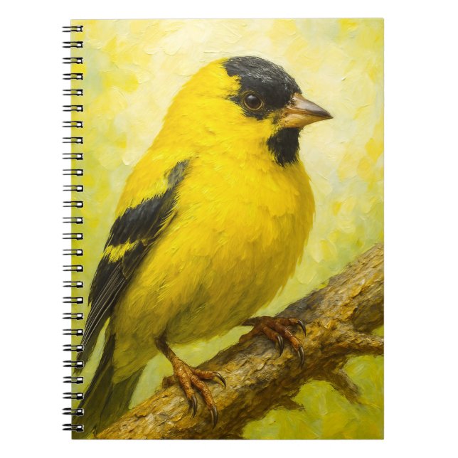 Yellow Finch Notebook | Goldfinch Bird Art Journal Anteckningsbok (Framsidan)