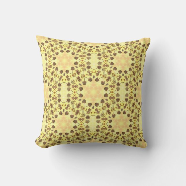 Yellow Floral Abstract Throw Pillow Kudde (Framsida)