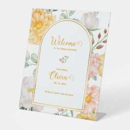 Yellow Floral Arch Design Bridal Shower Welcome