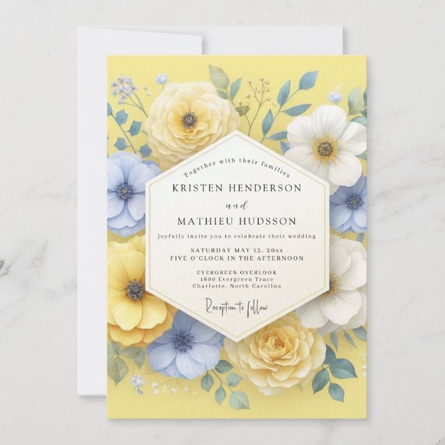 Yellow Floral Blossom Wedding Inbjudningar (Framsida)