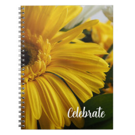 Yellow Floral Celebrate Photo Spiral Notebook Anteckningsbok