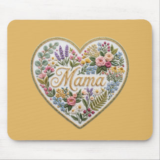 Yellow Floral Faux Embroidery Heart Mama Musmatta