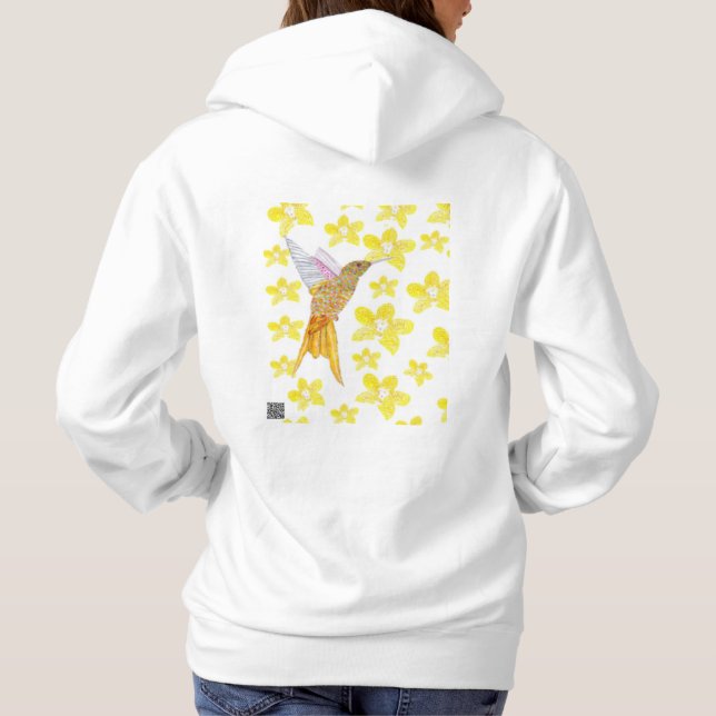 Yellow Floral Hummingbird T Shirt (Baksida)