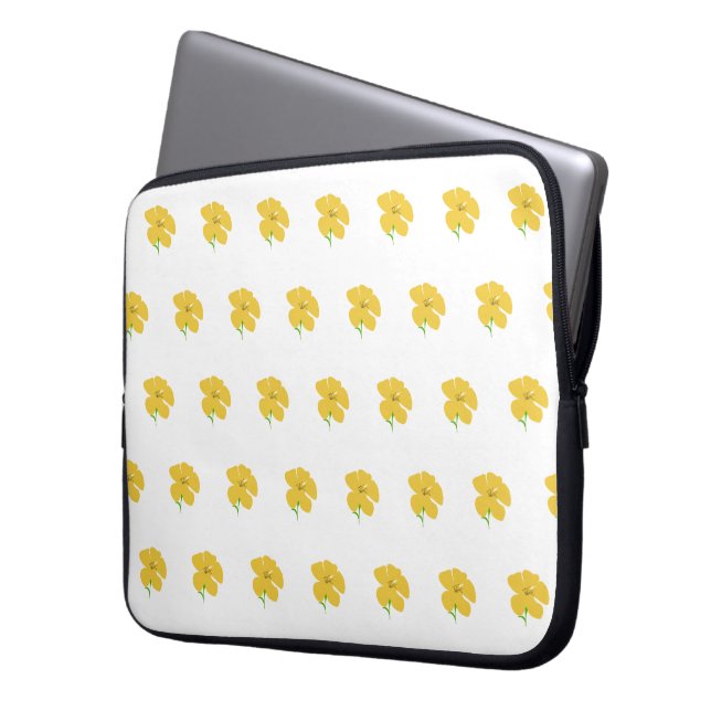 Yellow floral laptop fodral (Framsidan Vänster)