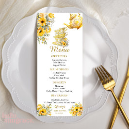 Yellow Floral tea cups with teapot baby shower Meny