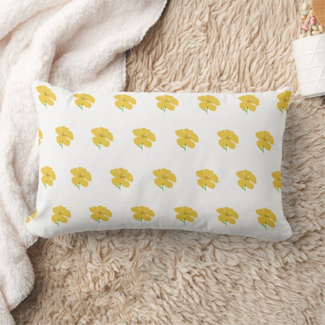 Yellow floral Throw Pillow Lumbarkudde (Filt)