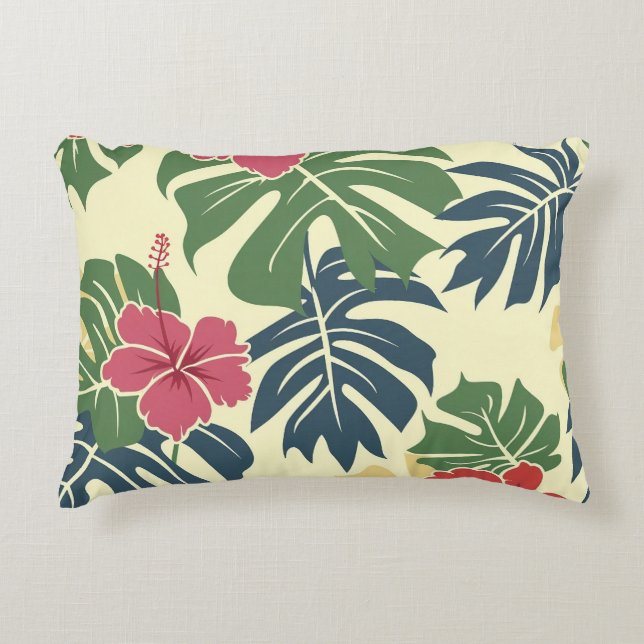 Yellow Floral Tropical Accent Pillow Prydnadskudde (Framsidan)