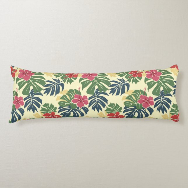 Yellow Floral Tropical Body Pillow Kroppskudde (Framsidan)