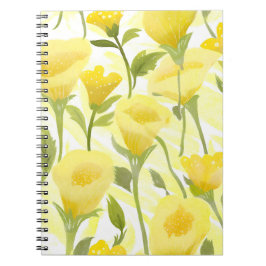 Yellow Floral Watercolor Painting Anteckningsbok