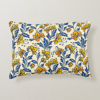 Yellow flower and blue leaf design seamless patter prydnadskudde
