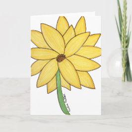 Yellow Flower- Blank Folded Greeting Card Kort