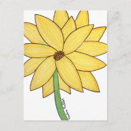 Yellow Flower- Blank Folded Greeting Card Vykort