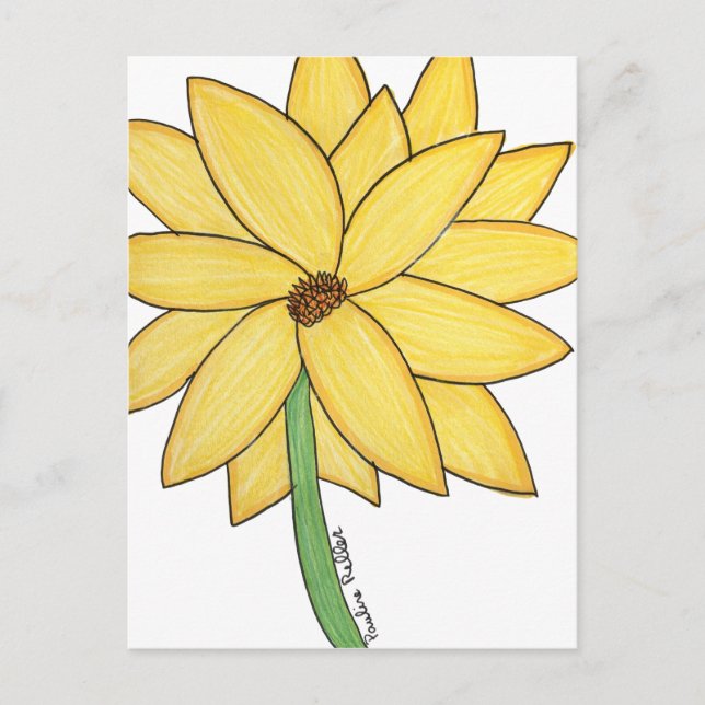 Yellow Flower- Blank Folded Greeting Card Vykort (Framsida)