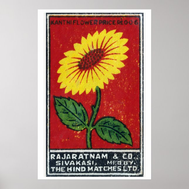 Yellow FLower - Matchbox Print - Czech Wall Art Poster (Framsidan)