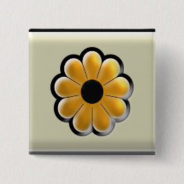 Yellow Flower Square Button – Modern Floral Design Knapp