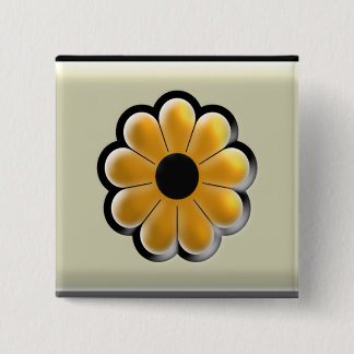 Yellow Flower Square Button – Modern Floral Design Knapp