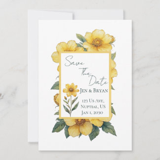 Yellow Flower Wedding Invitation Inbjudningar