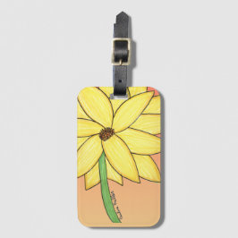 Yellow Flower with orange background Bagagebricka